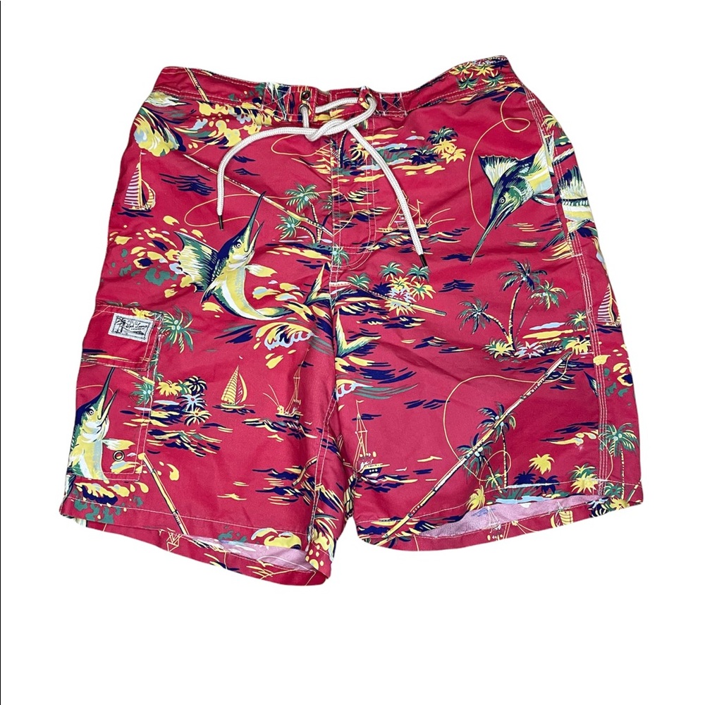 Polo Ralph Lauren Men’s Swim Trunks Lined Zipper Fly Tropical Swordfish 8.5 EUC